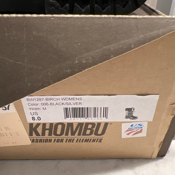 NIB Khombu Birch Women’s Faux Fur Snow Boot Waterproof Black Silver Sz: 8‎ - Picture 8 of 8